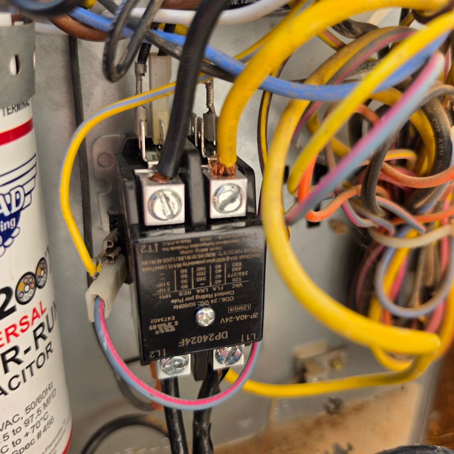 Poorly terminated AC contactor wiring discovered during electrical inspection