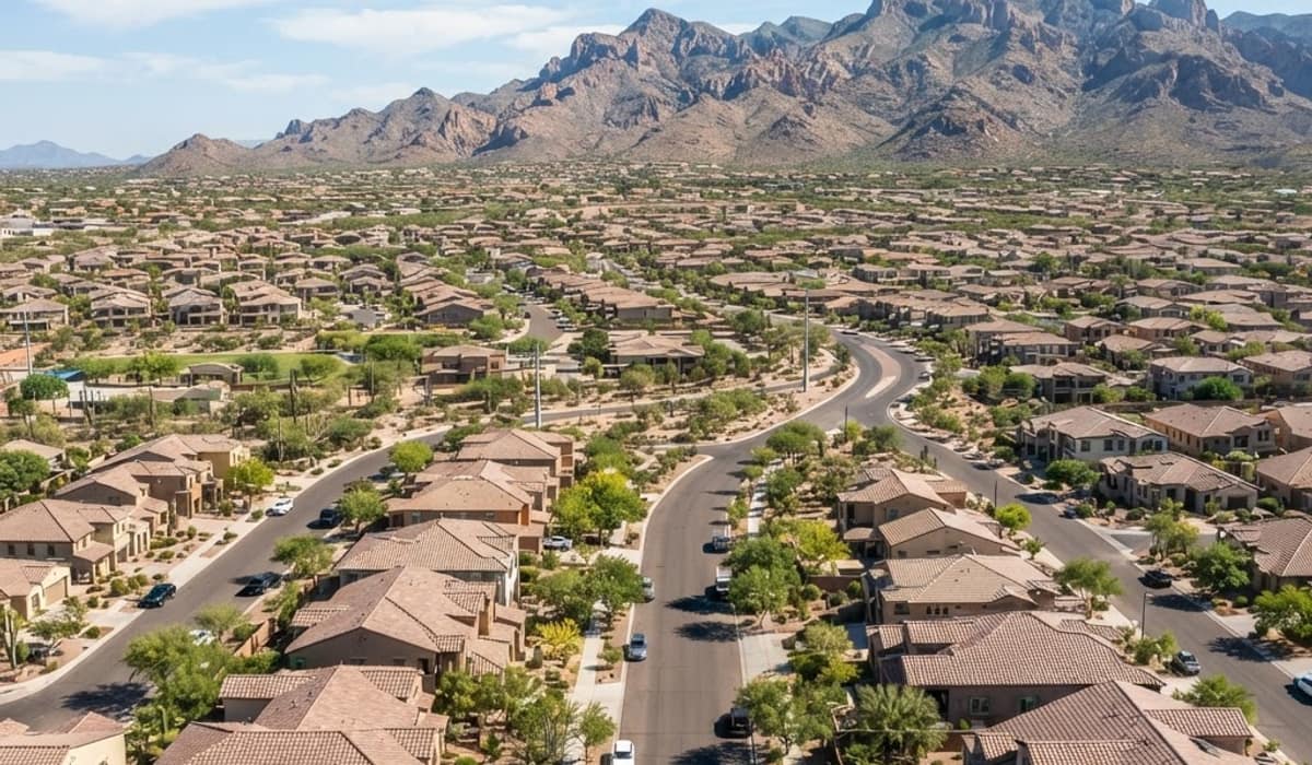 Rita Ranch, Arizona suburban homes with desert landscaping and mountain views
